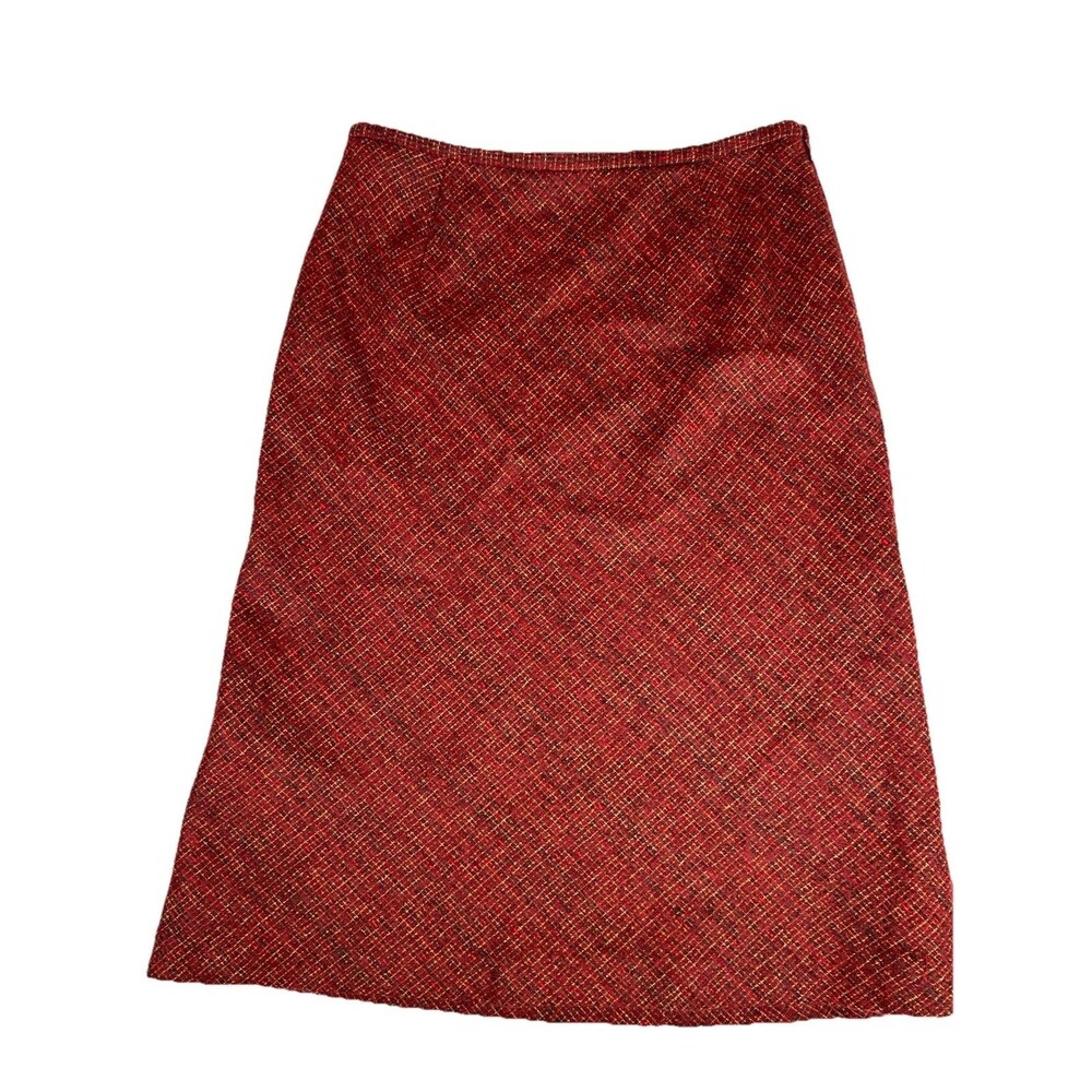 Wool blend rust tweed K per Koan A-line skirt lined classic academia preppy Sz S